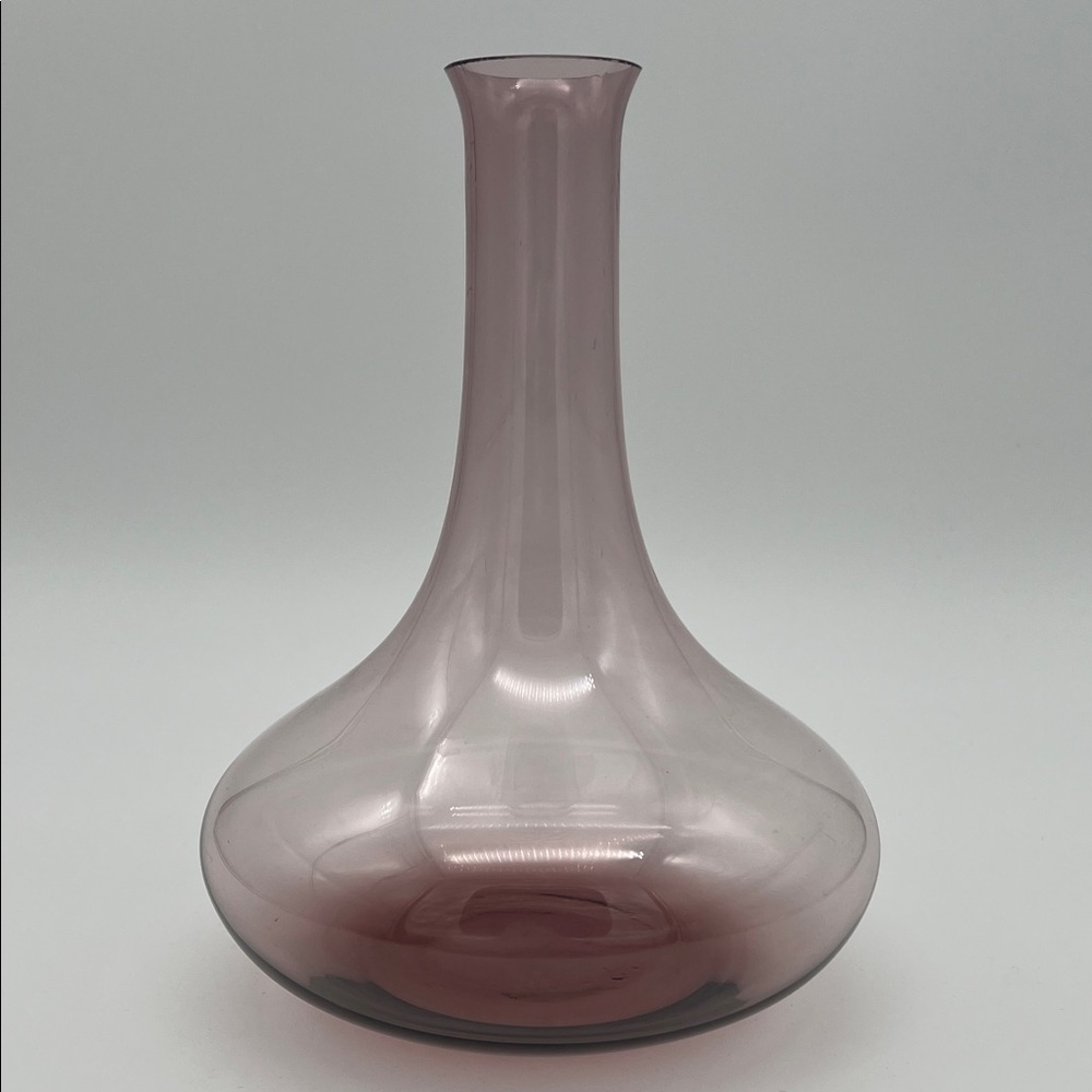 Vintage MCM Amethyst Hand Blown Art Glass Vase Carafe Decanter Ombré 8.5”